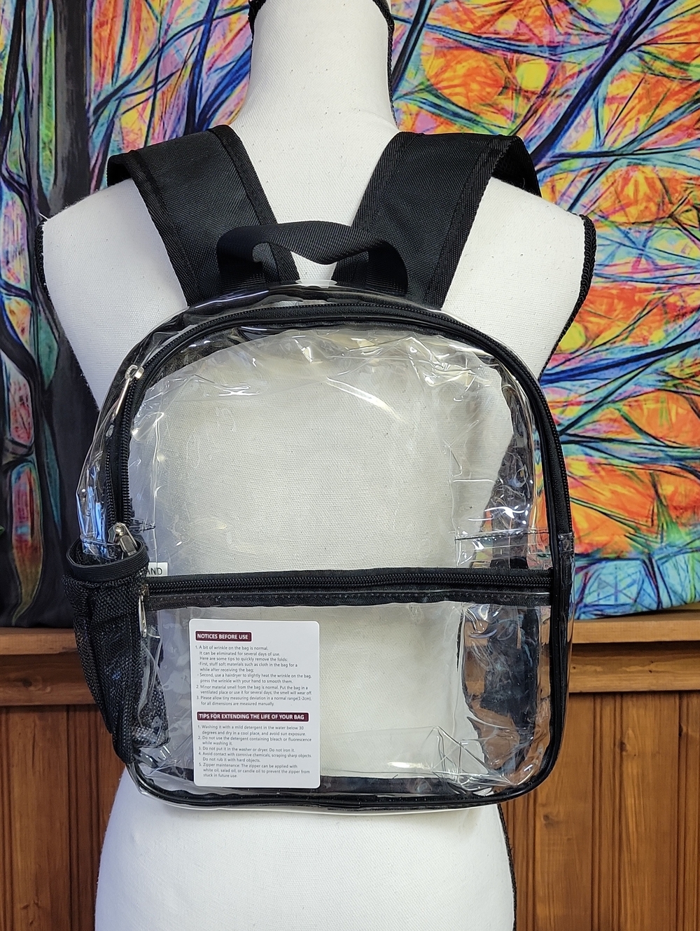 Clear Black-Trim Backpack - Transparent Stadium Bag